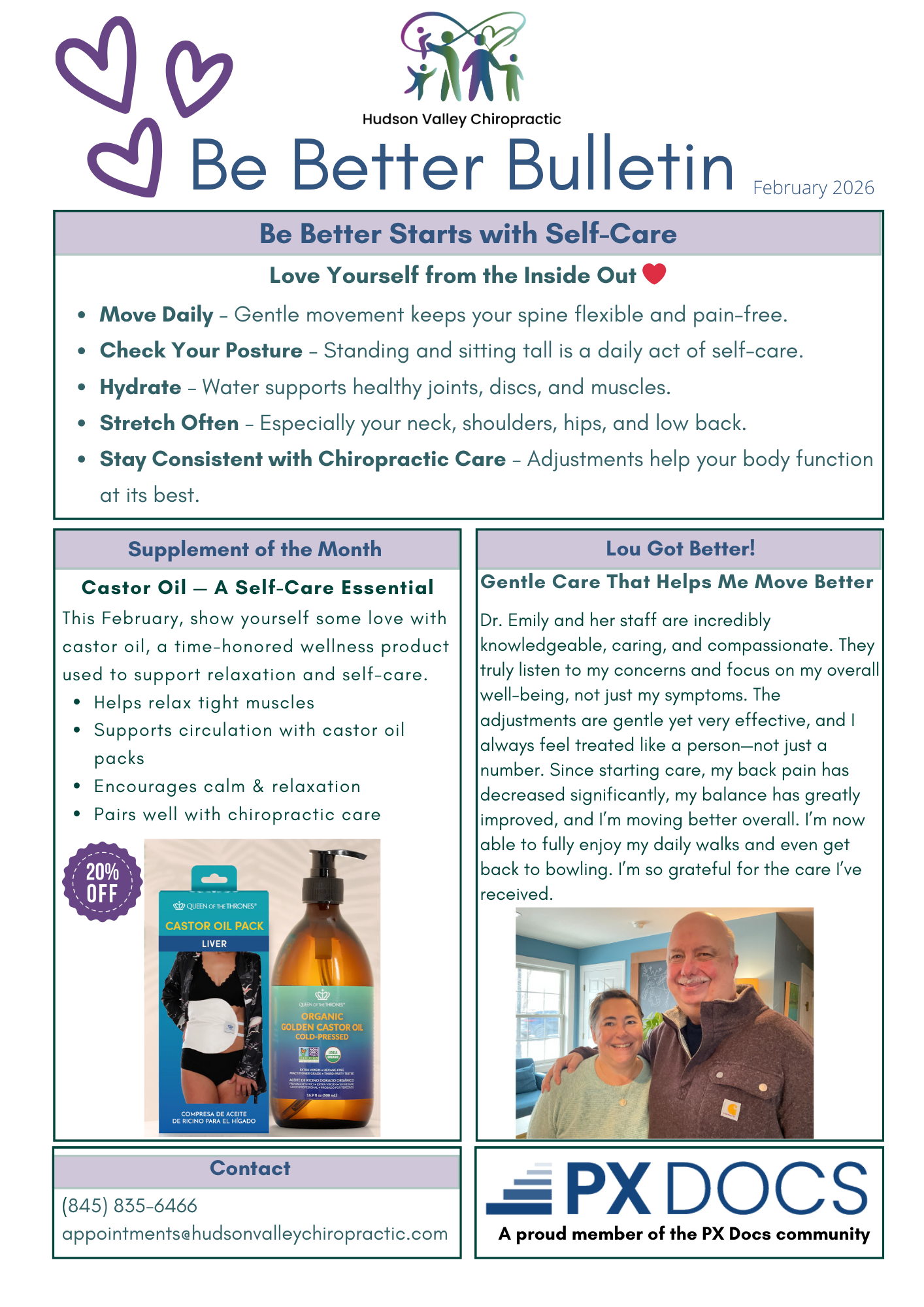 Be Better Bulletin, February newsletter from Hudson Valley Chiropractic