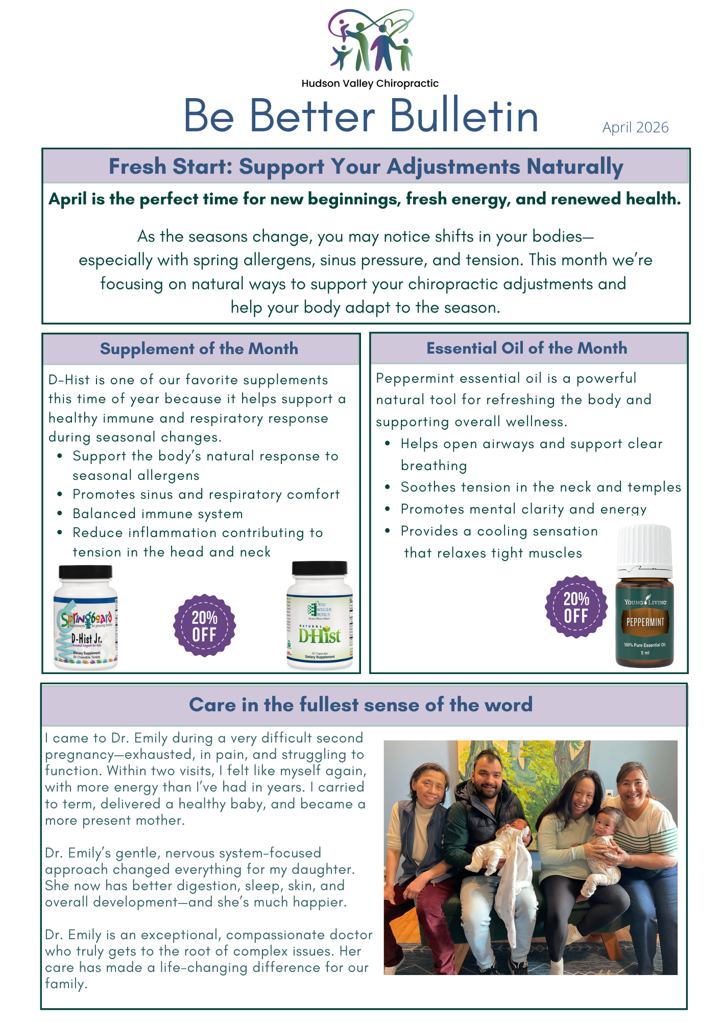 Be Better Bulletin, April 2026 newsletter from Hudson Valley Chiropractic
