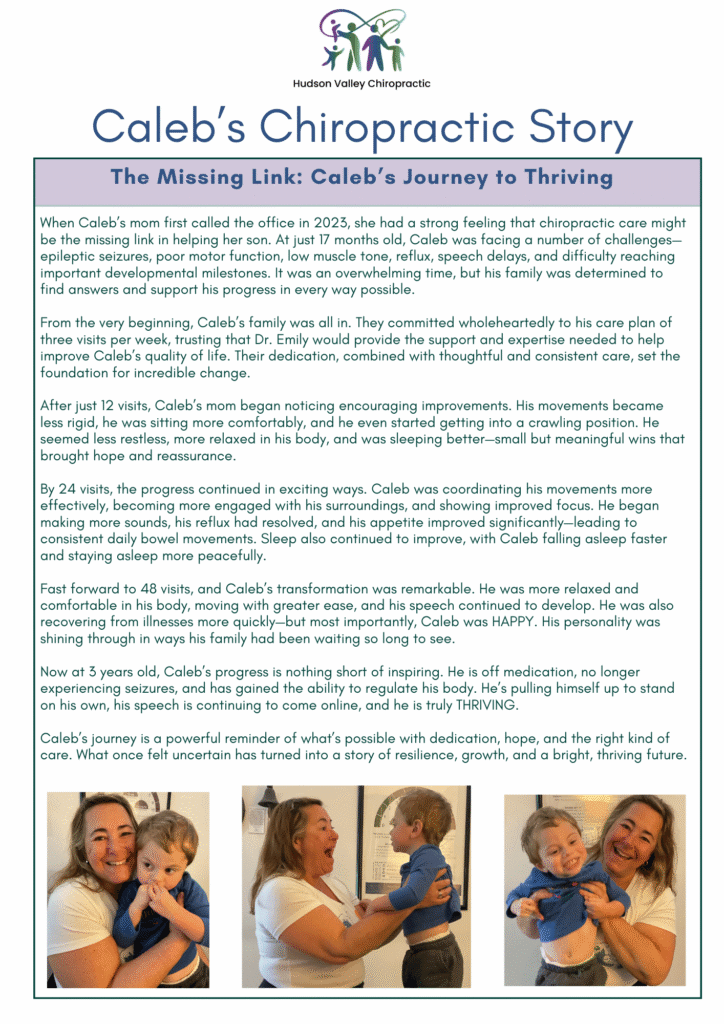 Caleb's Chiropractic Story with Dr Emily Bobson at Hudson Valley Chiropractic.