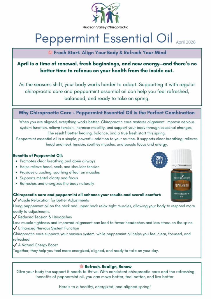 Peppermint Essential Oil product description for Hudson Valley Chiropractic