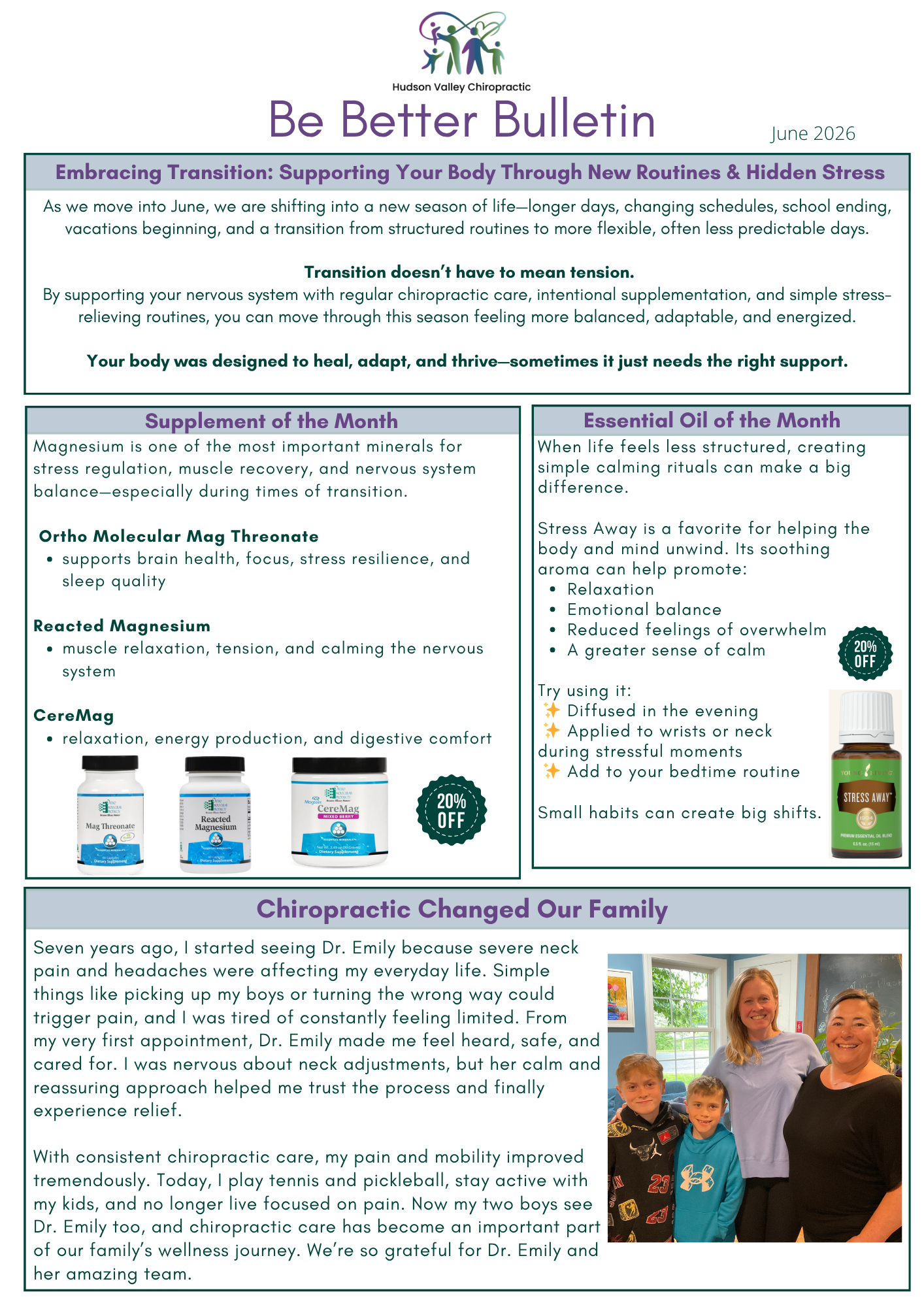 Be Better Bulletin, June 2026 newsletter from Hudson Valley Chiropractic
