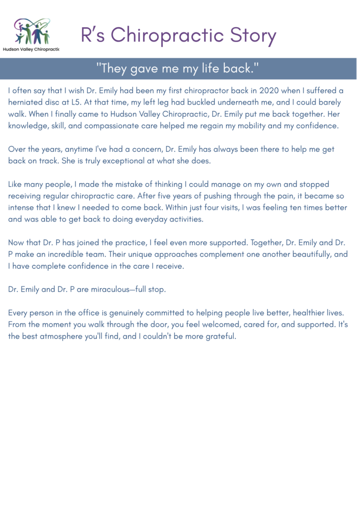 Patient Testimonial for Dr. Emily Bobson in Red Hook, NY